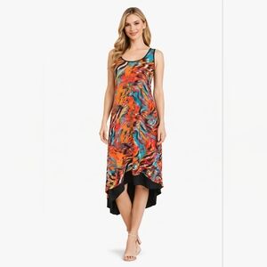 Kate & Mallory Tank Dress Hi Lo Hem Multicolor Abstract Print Size XS